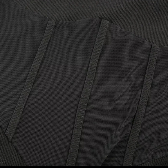 Black ribbed corset mesh turtleneck bodysuit - Picture 8 of 9